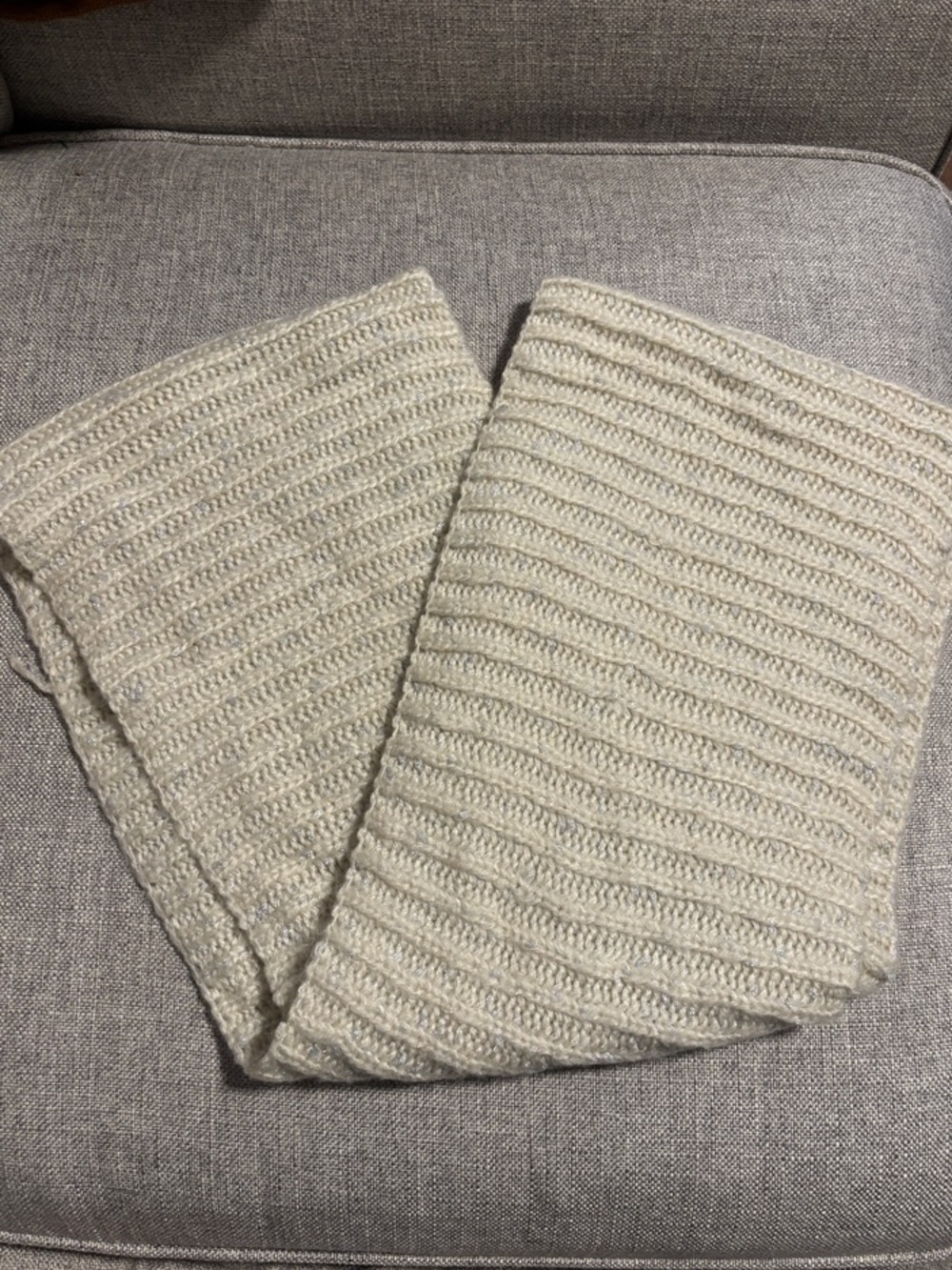 Forever 21 Cream Glitter Knit Infinity Scarf